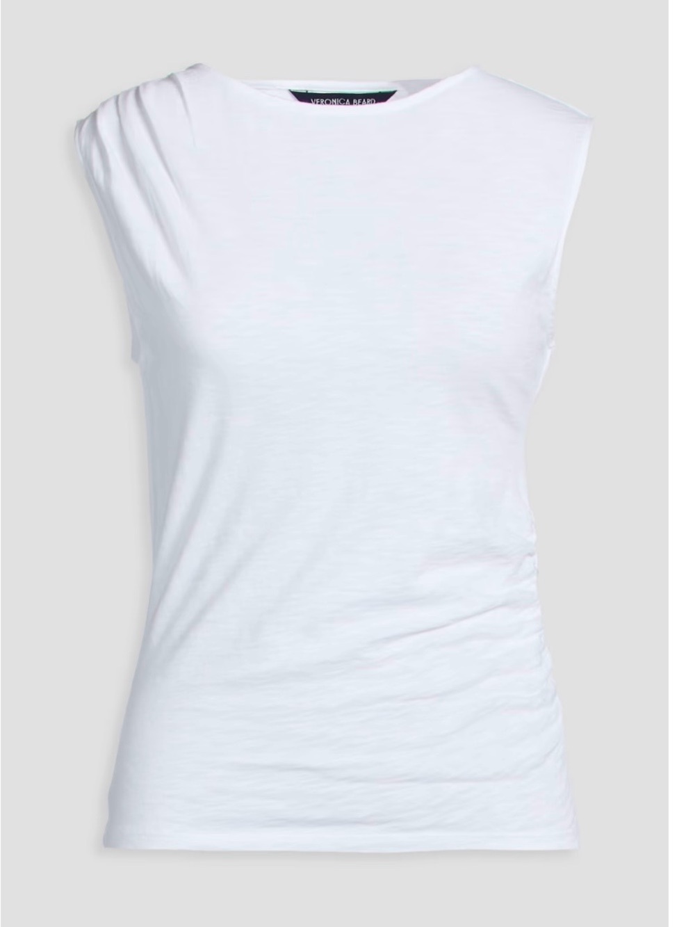 Veronica Beard | White Gathered Shoulder Sleeveless Tank